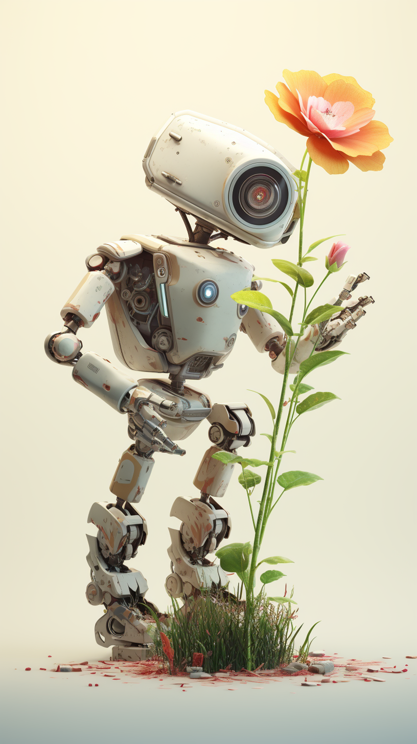 midjourney robot and flower